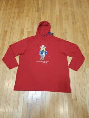 Ralph Lauren Mens Cowboy Polo Bear Hooded T Shirt Size 3XLT NEW Lightweight